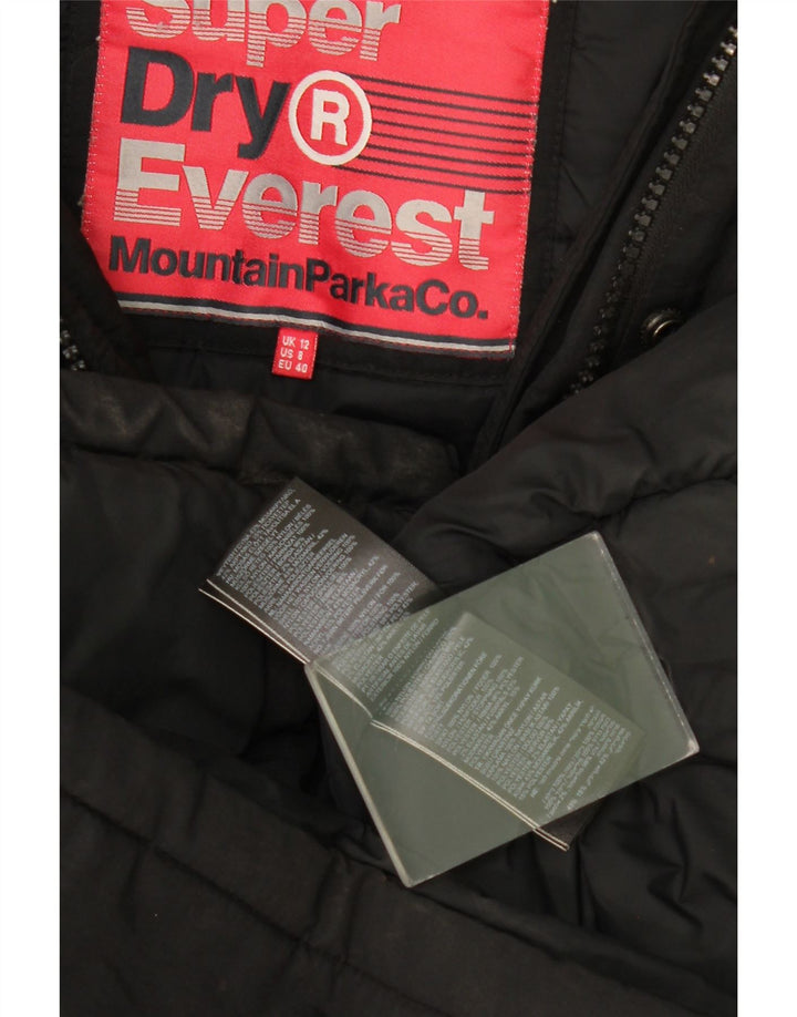 Женская парка Superdry с капюшоном UK 12, средний черный нейлон