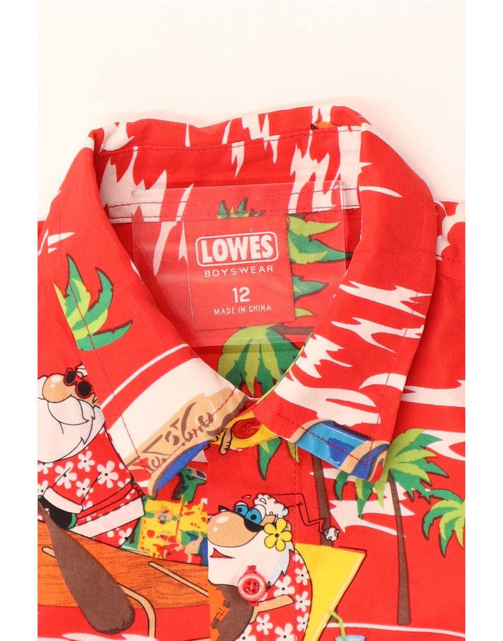 Рубашка с короткими рукавами Lowes для мальчиков с абстрактным узором, 11–12 лет, красная гавайская