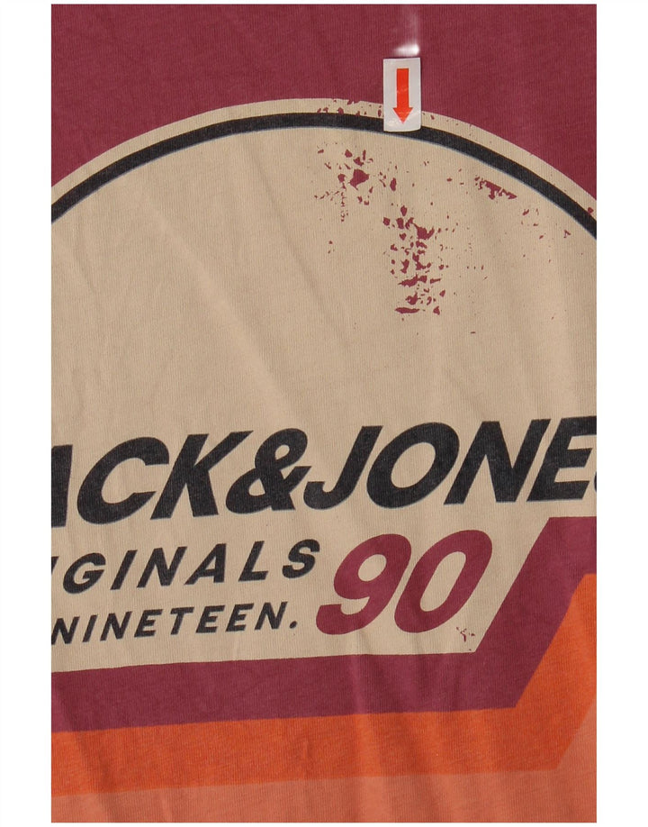 JACK & JONES Мужская футболка с рисунком Топ среднего цвета, бордовый хлопок