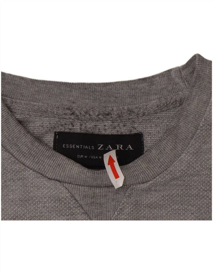Мужской свитер Zara, хлопковый джемпер среднего серого цвета