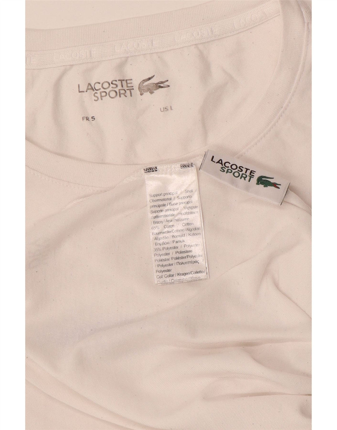 LACOSTE Мужская футболка с рисунком, размер 5, большая, белая, хлопок