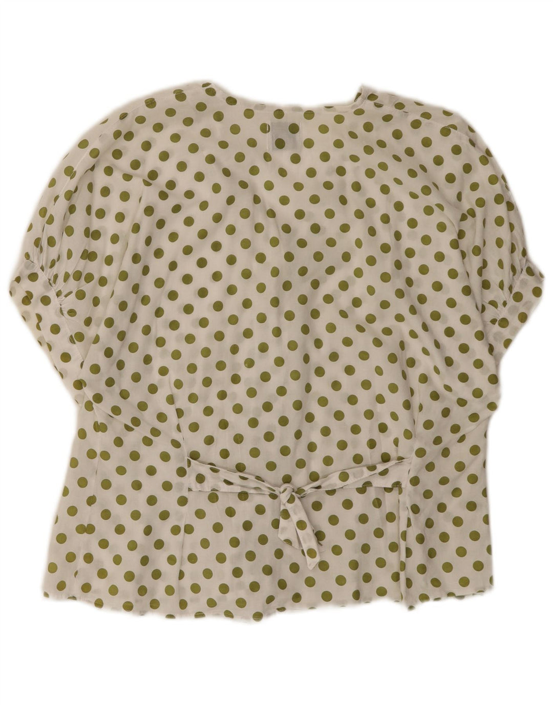 Benetton Женская Блузка-Рубашка с Коротким Рукавом IT 44 Средний Белый В Горошек