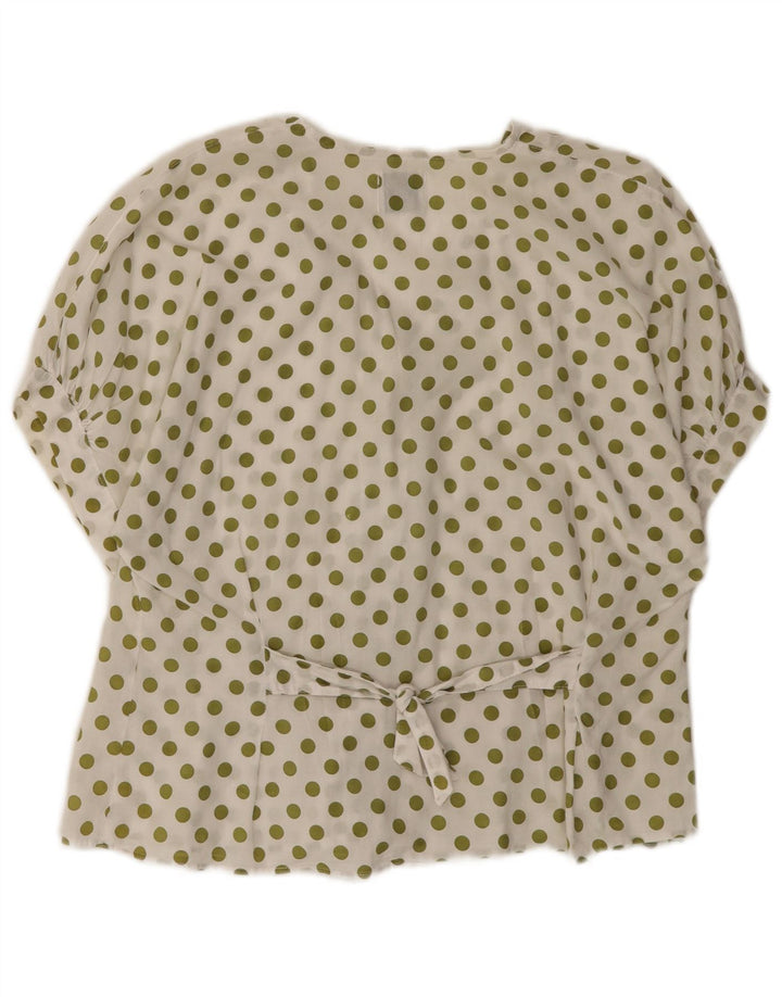 Benetton Женская Блузка-Рубашка с Коротким Рукавом IT 44 Средний Белый В Горошек