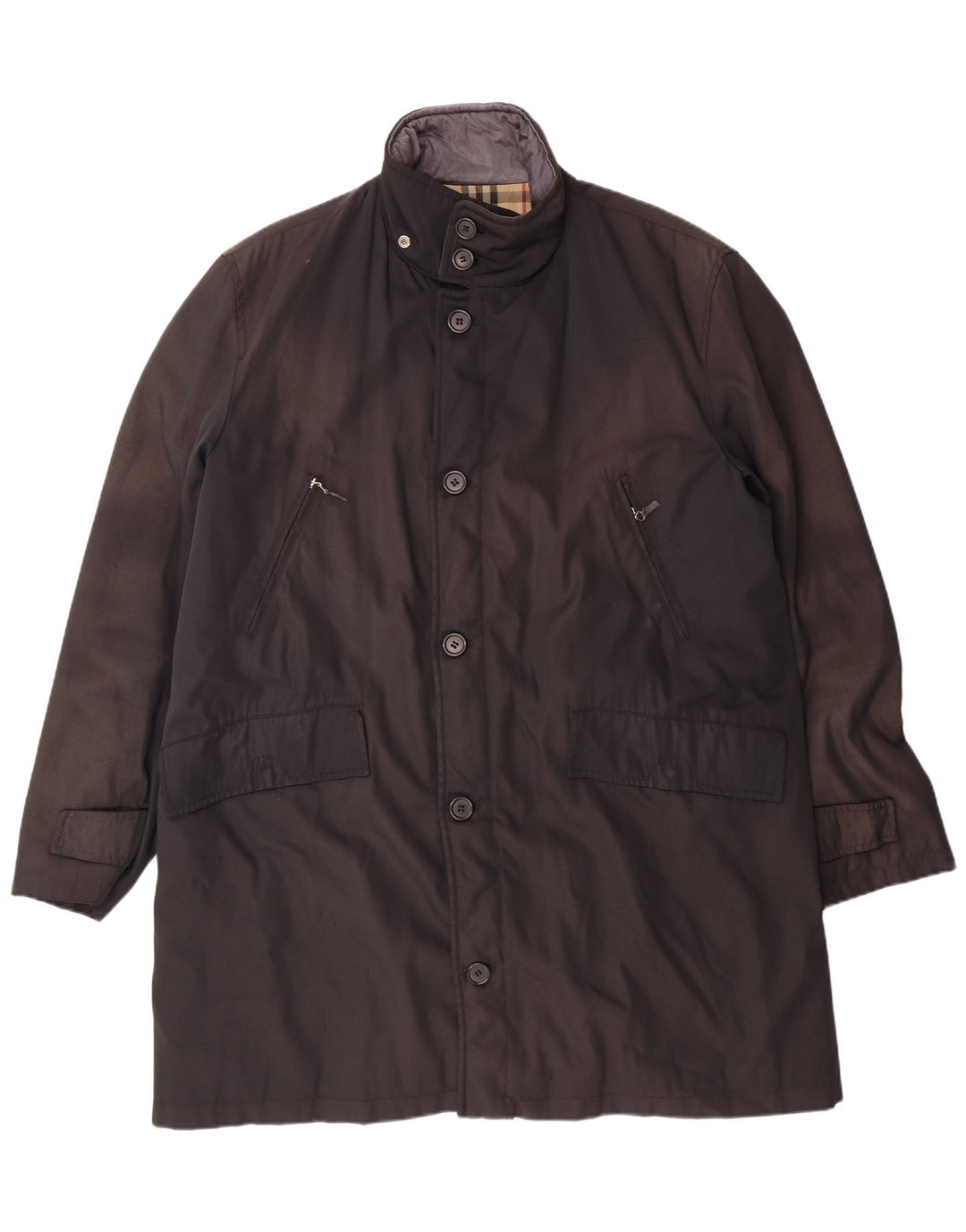 BURBERRY Мужское пальто UK 40 большое черное из полиамида Classic