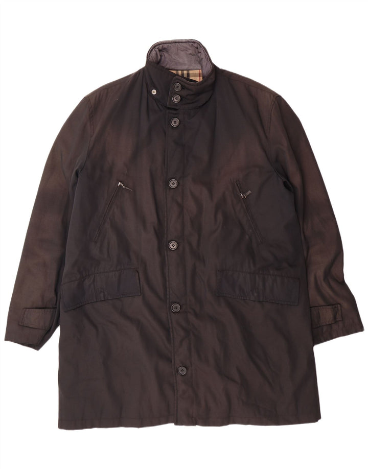 BURBERRY Мужское пальто UK 40 большое черное из полиамида Classic