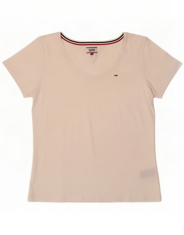 Tommy Hilfiger Женская футболка Top UK 14 Средний белый хлопок