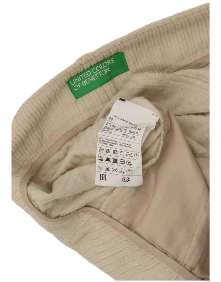 Женские вельветовые шорты Benetton UK 12 Medium W28 Бежевые, полиэстер