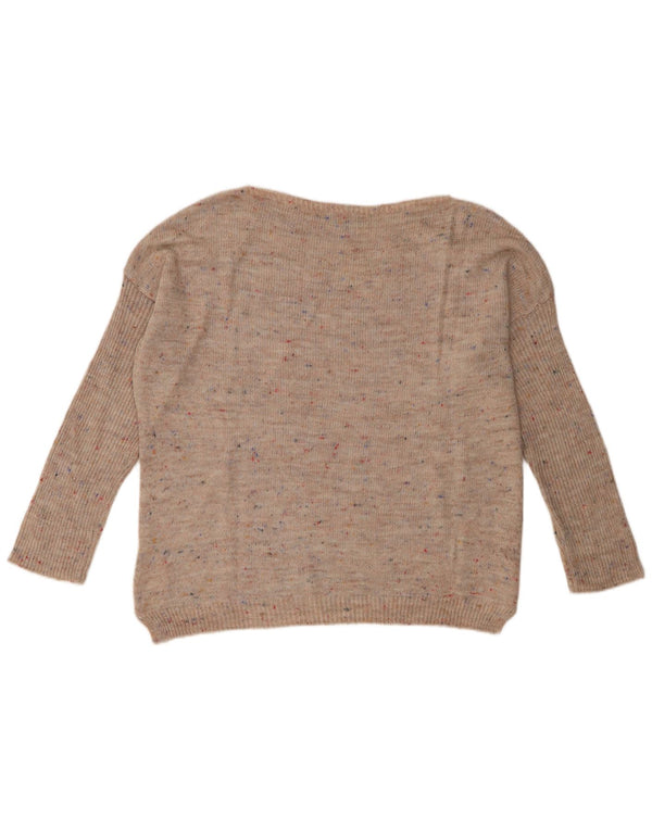 Rifle Womens Oversized Boat Neck Jumper Sweater UK 16 Large Beige Flecked