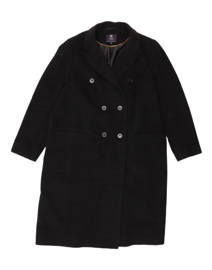 Женское двубортное пальто Marks & Spencer UK 20 2XL, черное шерстяное