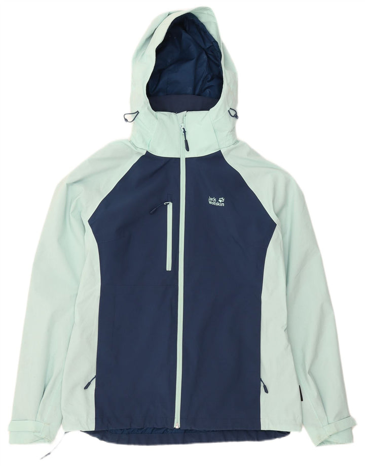 Женская дождевик с капюшоном Jack Wolfskin, Великобритания, 10/12, средний синий, цветные блоки