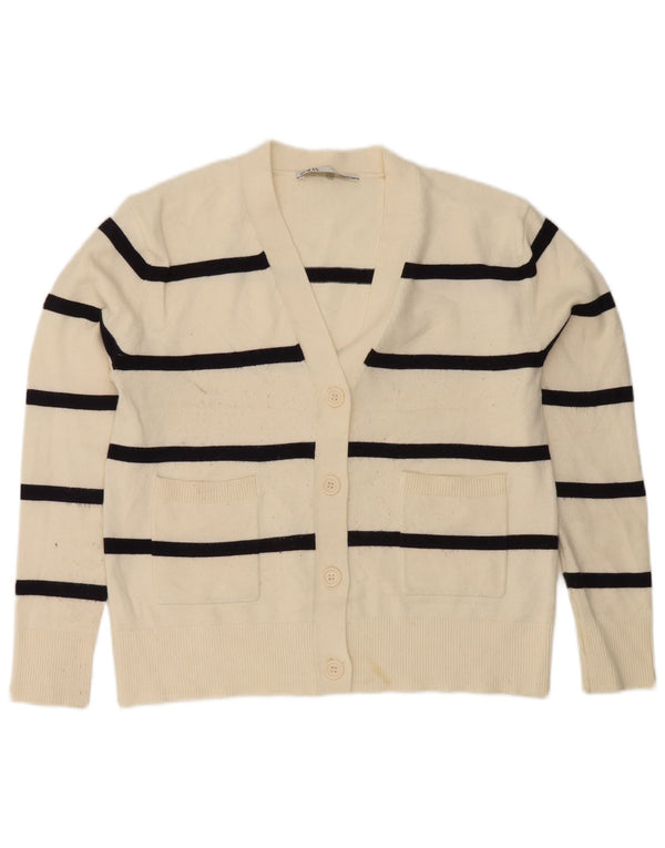 Женский свободный кардиган Zara UK 6 XS из вискозы в белую полоску