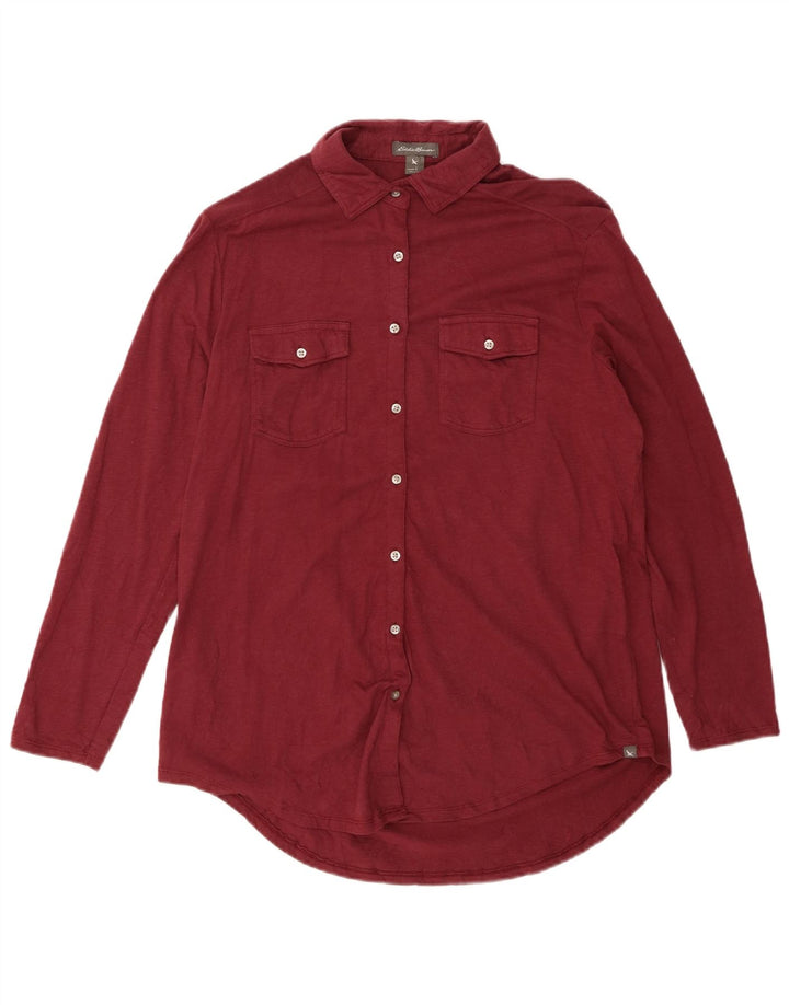Женская рубашка EDDIE BAUER UK 16, большой бордовый хлопок