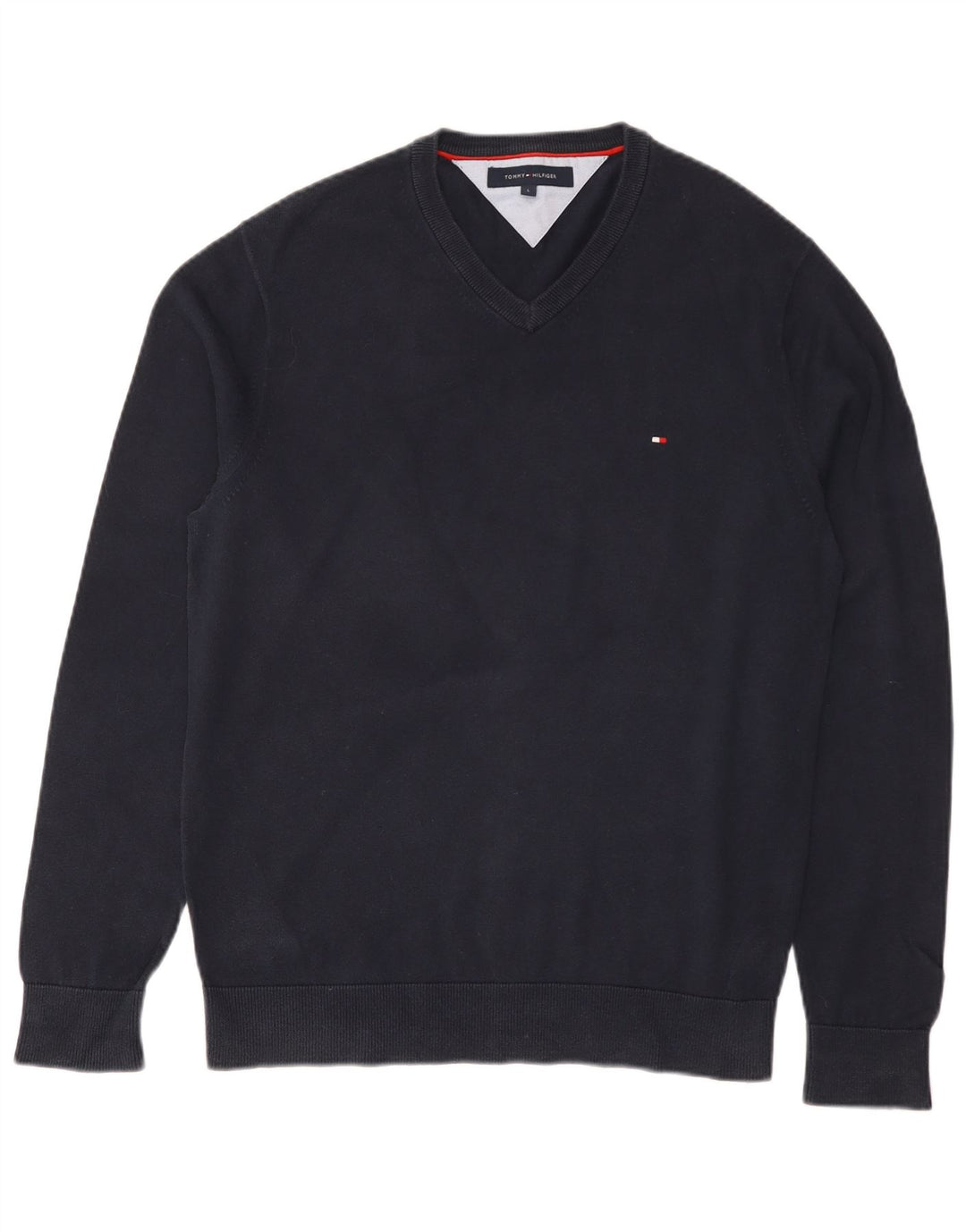 Мужской джемпер с v-образным вырезом Tommy Hilfiger, большой темно-синий