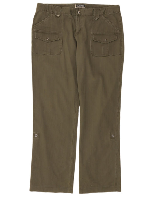 Женские прямые повседневные брюки COLUMBIA, размер США 12, большие W34 L31, хаки в полоску