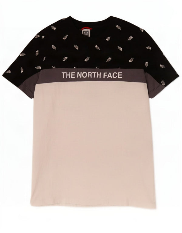Футболка с рисунком The North Face для мальчиков, топ 14–15 лет, размер XL, белая с цветными блоками