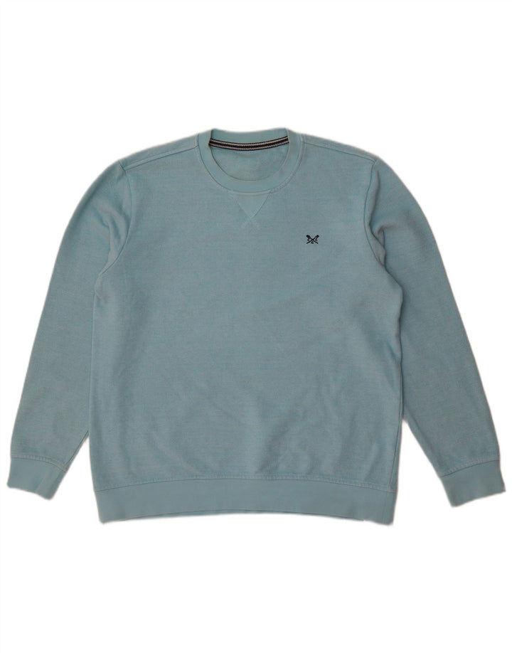 Crew Clothing Мужской свитер-джемпер из хлопка среднего синего цвета