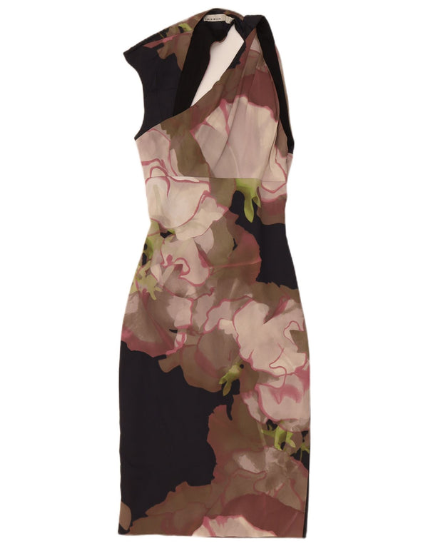 Женское платье с бретелькой Karen Millen UK 6 XS, черное из ацетата с цветочным принтом