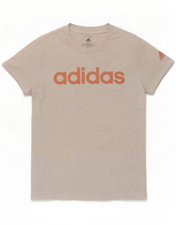 Женская футболка с рисунком Adidas Top UK 4/6 XS Серый хлопок с крапинками