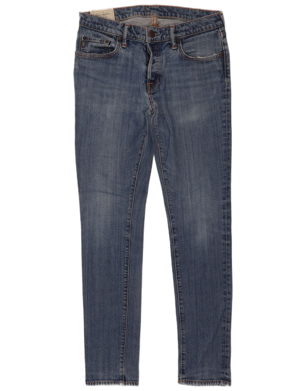 Мужские джинсы скинни Abercrombie & Fitch W33 L32 синие, хлопок