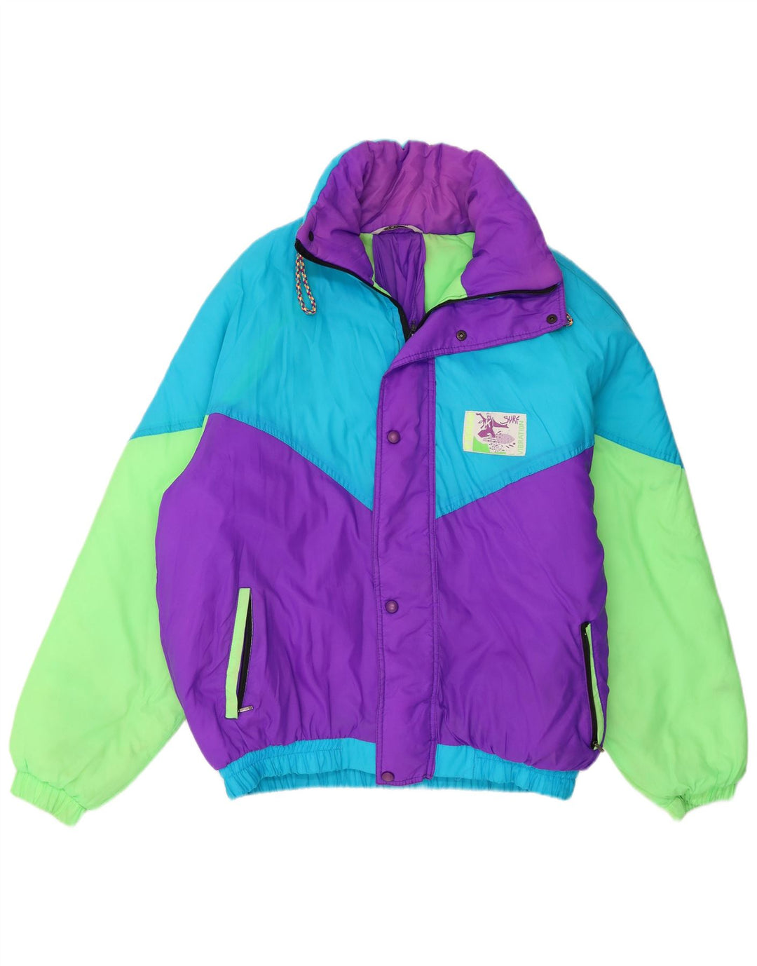 Мужская лыжная куртка Brugi UK 40, большая фиолетовая, нейлон с цветными блоками