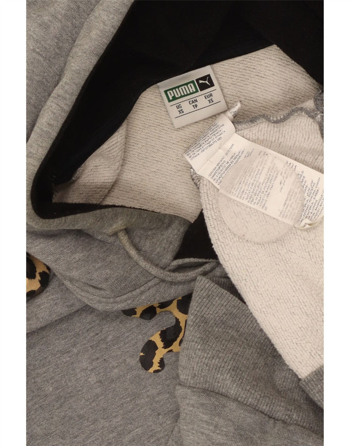 Женский джемпер с капюшоном PUMA Oversized с графическим рисунком UK 6 XS Серый с животным принтом