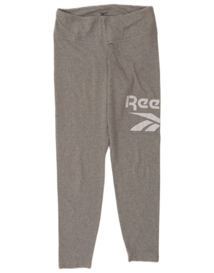 Женские леггинсы Reebok с рисунком UK 12/14, хлопок среднего серого цвета