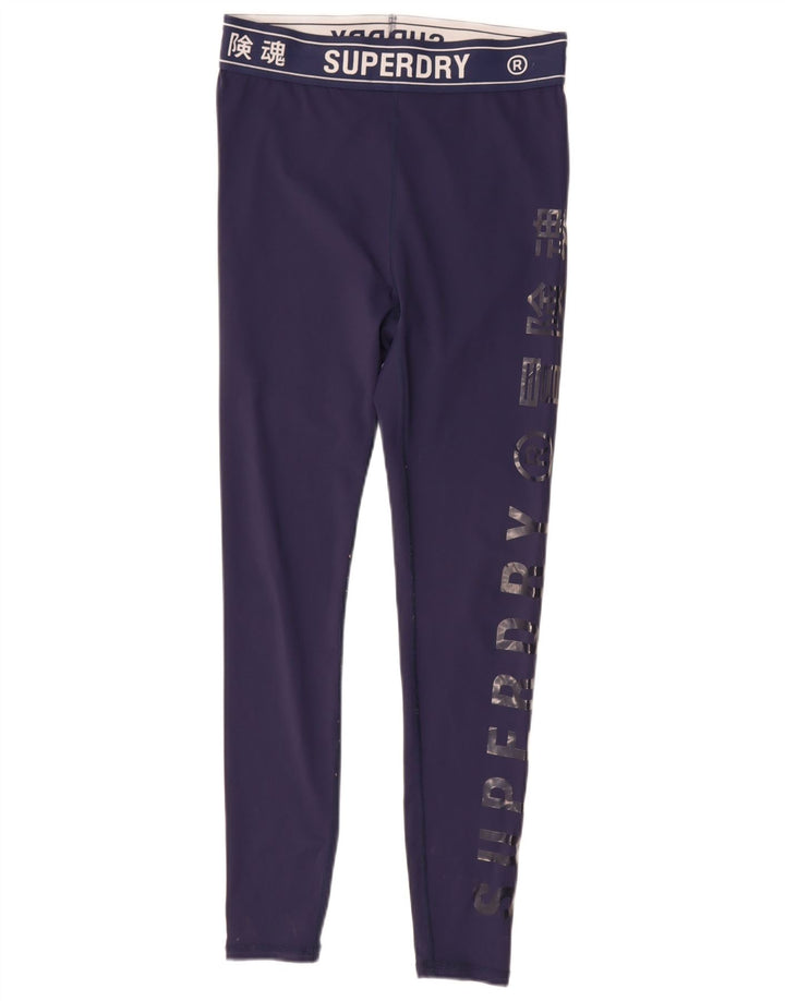 Женские леггинсы с рисунком Superdry UK 12, средний темно-синий, полиэстер