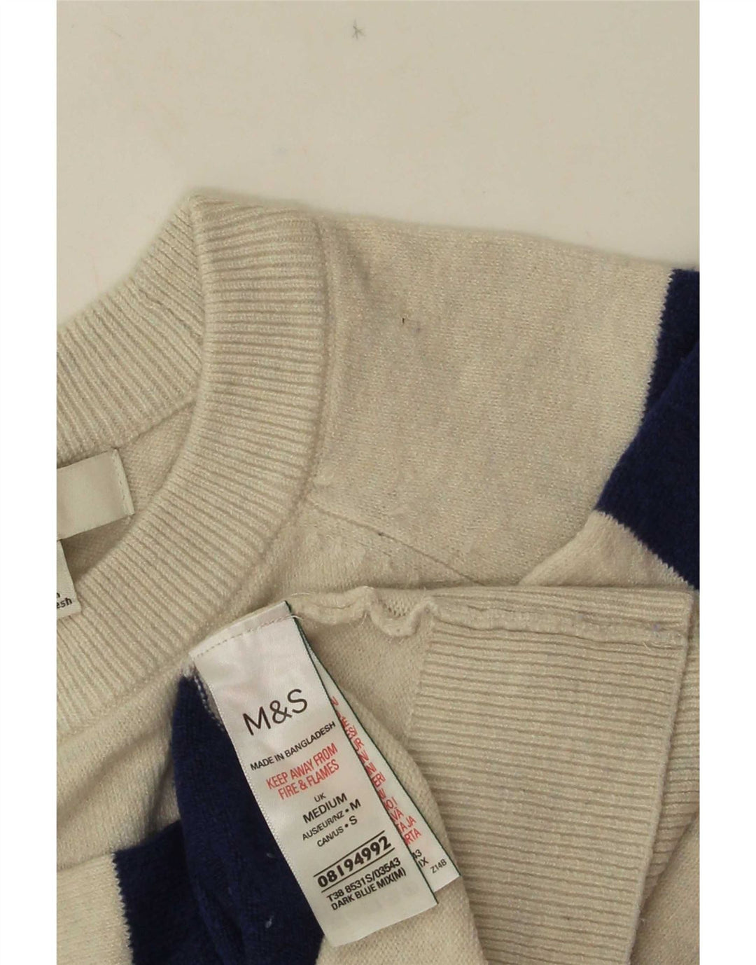Женский джемпер с круглым вырезом Marks & Spencer UK 14, средний синий в полоску