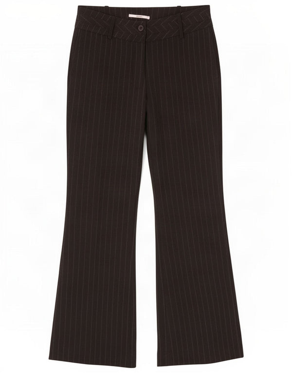 Xanaka Женские повседневные брюки-клеш EU 38 Medium W30 L33 Черные в тонкую полоску