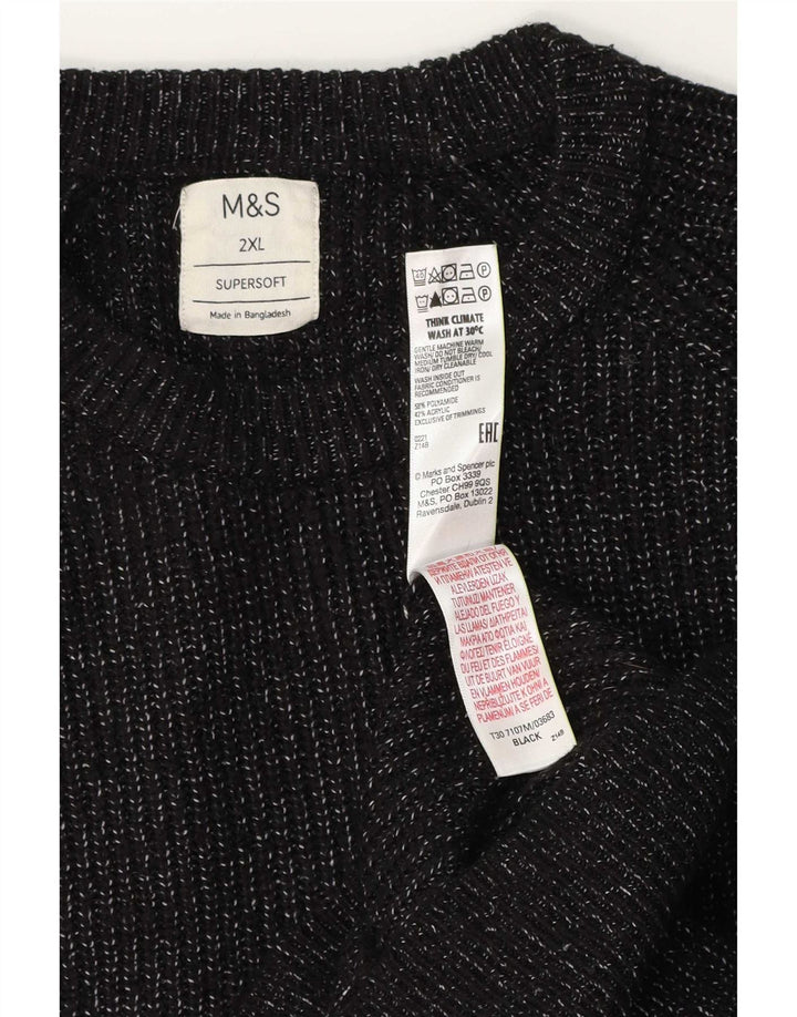 Мужской джемпер с круглым вырезом Marks & Spencer 2XL, черный полиамид с крапинками
