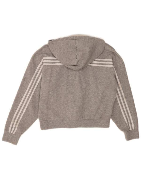 Женский свитер свободного кроя с капюшоном на молнии Adidas UK 8/10, маленький серый в полоску