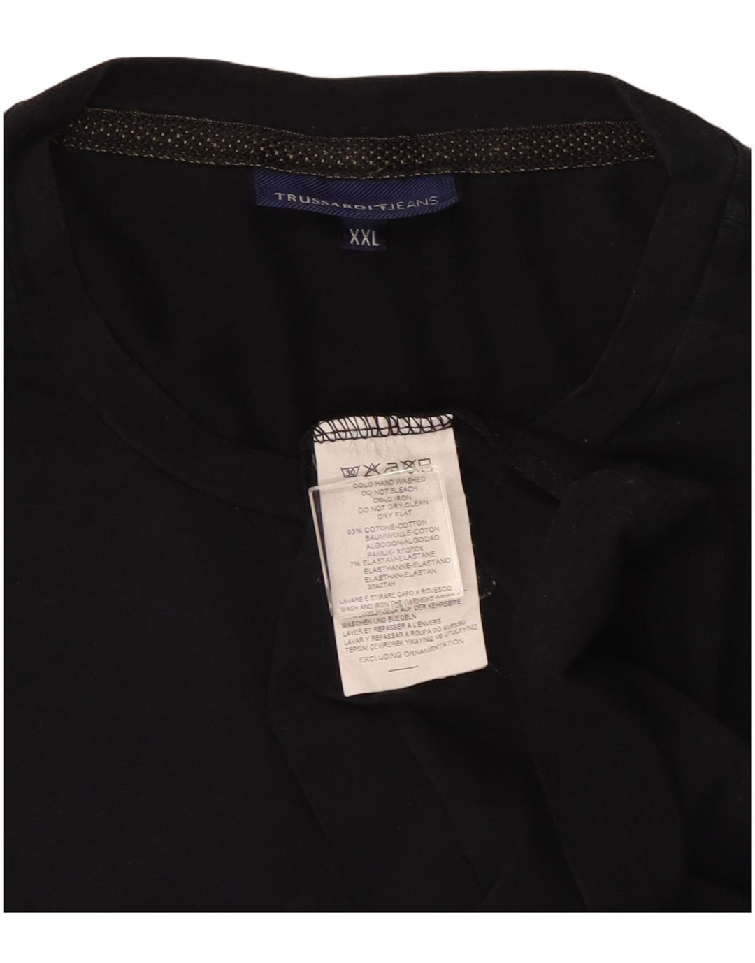 TRUSSARDI JEANS Мужской топ с длинным рукавом 2XL, черный хлопок