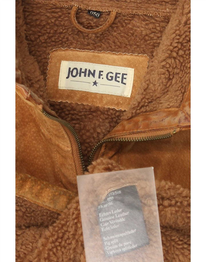 Мужская замшевая куртка John F Gee из шерпы IT 50, большая бежевая кожа