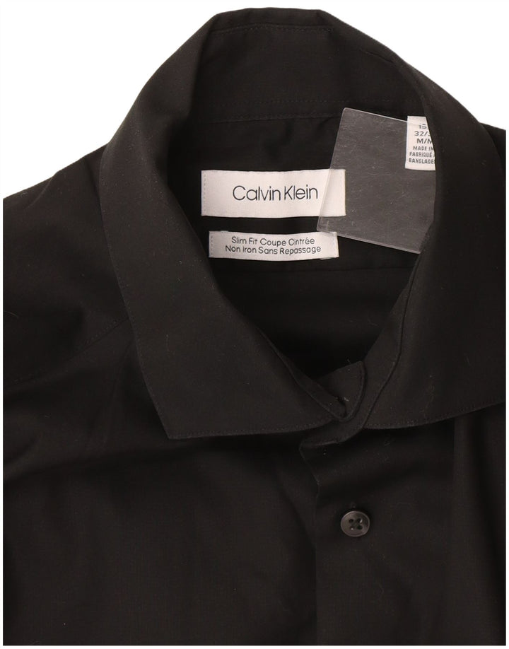 Мужская рубашка приталенного кроя Calvin Klein, размер 15 1/2, средний черный хлопок