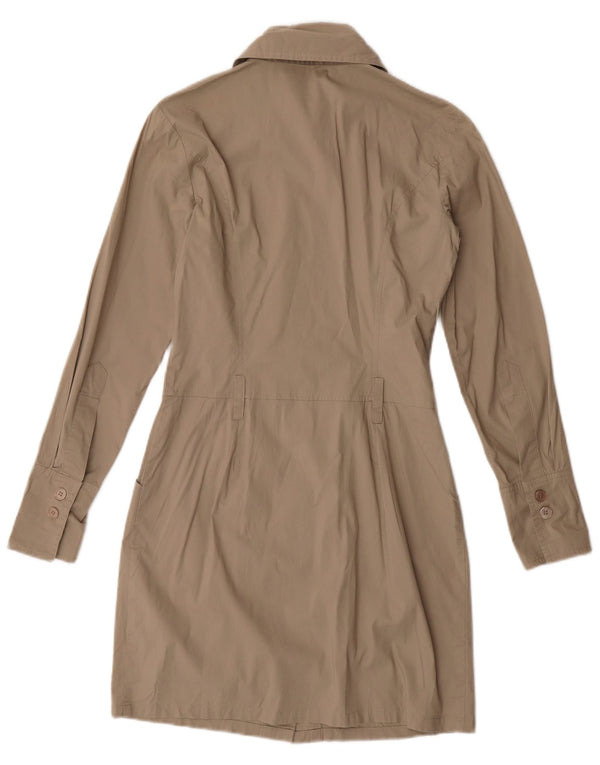 Женское платье-рубашка Benetton UK 10, маленькое, бежевое, хлопок