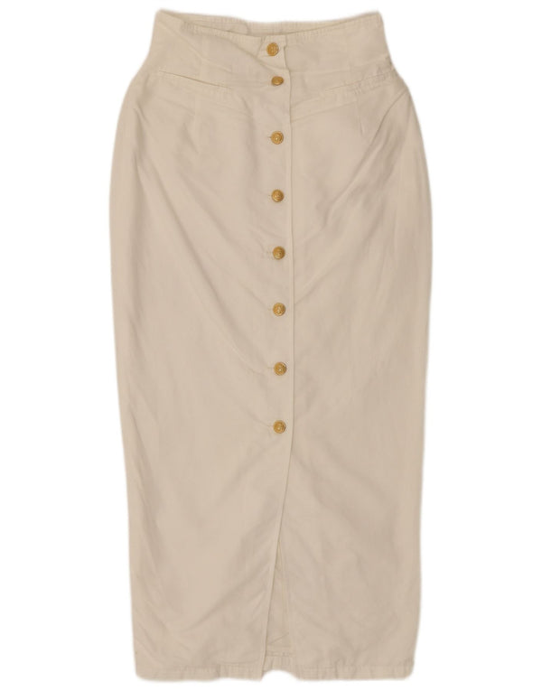 Vintage Womens Midi Skirt UK 10 Small W26 White Cotton