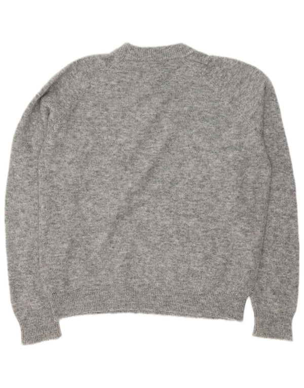 Zara Womens Crew Neck Jumper Sweater UK 16 Large Grey Flecked Nylon