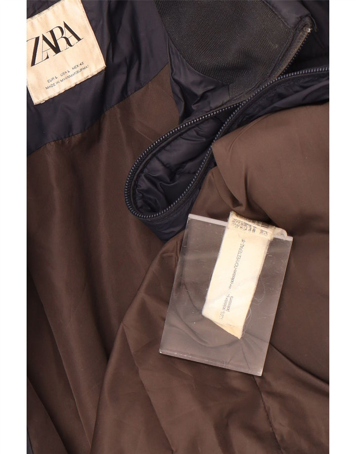 Мужской утепленный жилет Zara UK 40, большой темно-синий, полиэстер