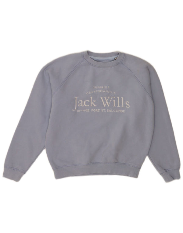 Женский свитер свободного кроя Jack Wills с рисунком, синий хлопок, Великобритания, 6 XS