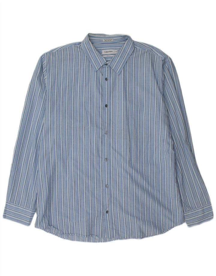 CALVIN KLEIN Мужская рубашка современного кроя 2XL из хлопка в синюю полоску
