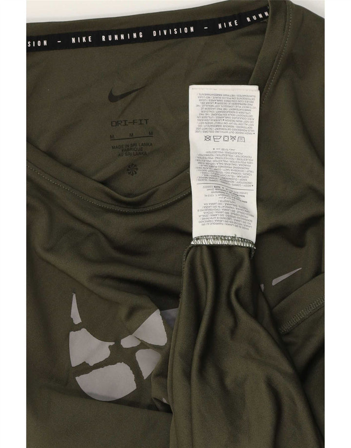 Мужская футболка для бега с графическим рисунком Nike, верх среднего зеленого цвета из полиэстера, спортивная