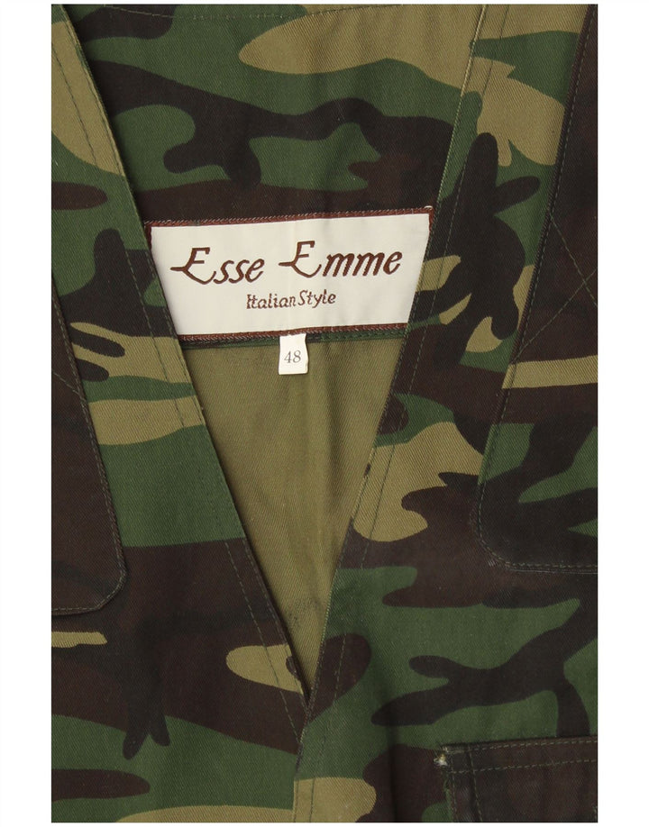 Винтажный мужской жилет IT 48, средний зеленый камуфляжный полиэстер, армейский