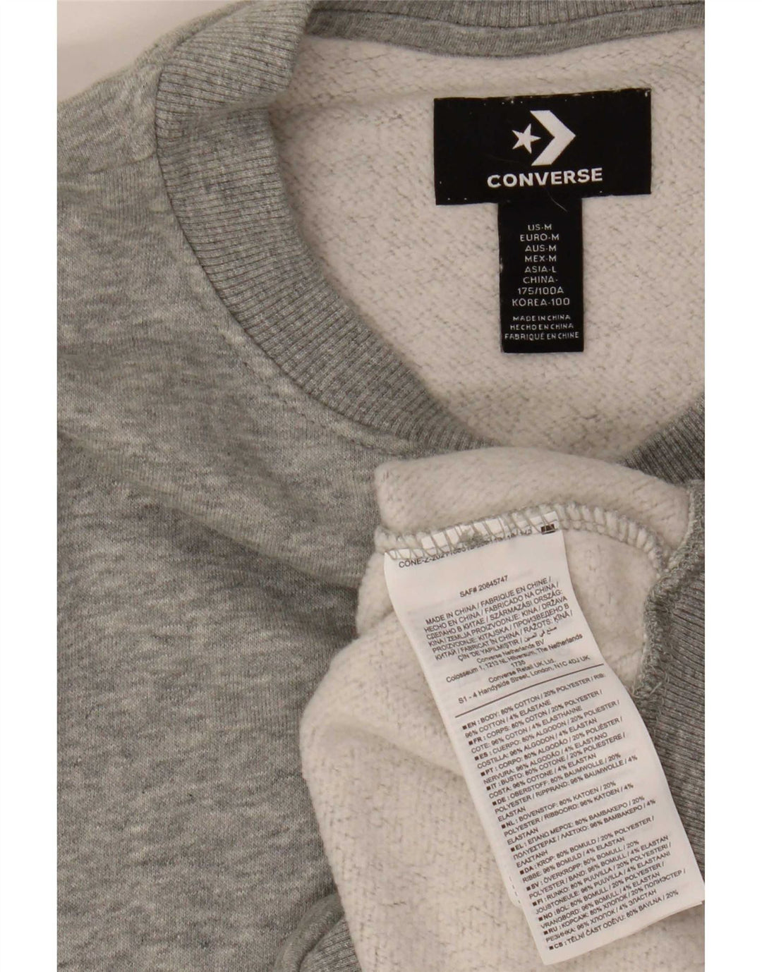 Мужской свитшот с рисунком арахиса Converse, хлопковый джемпер среднего серого цвета