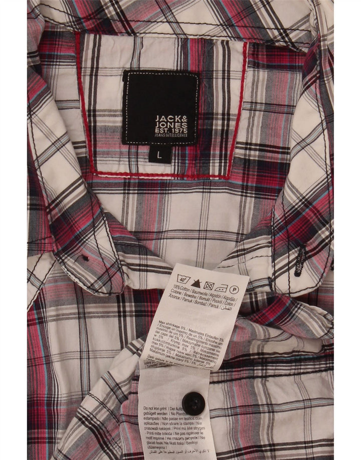 Мужская рубашка с рисунком Jack & Jones, большая белая хлопковая клетка
