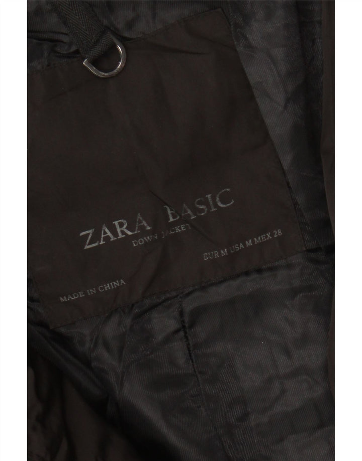 Женское стеганое пальто Zara UK 12, средний черный полиэстер
