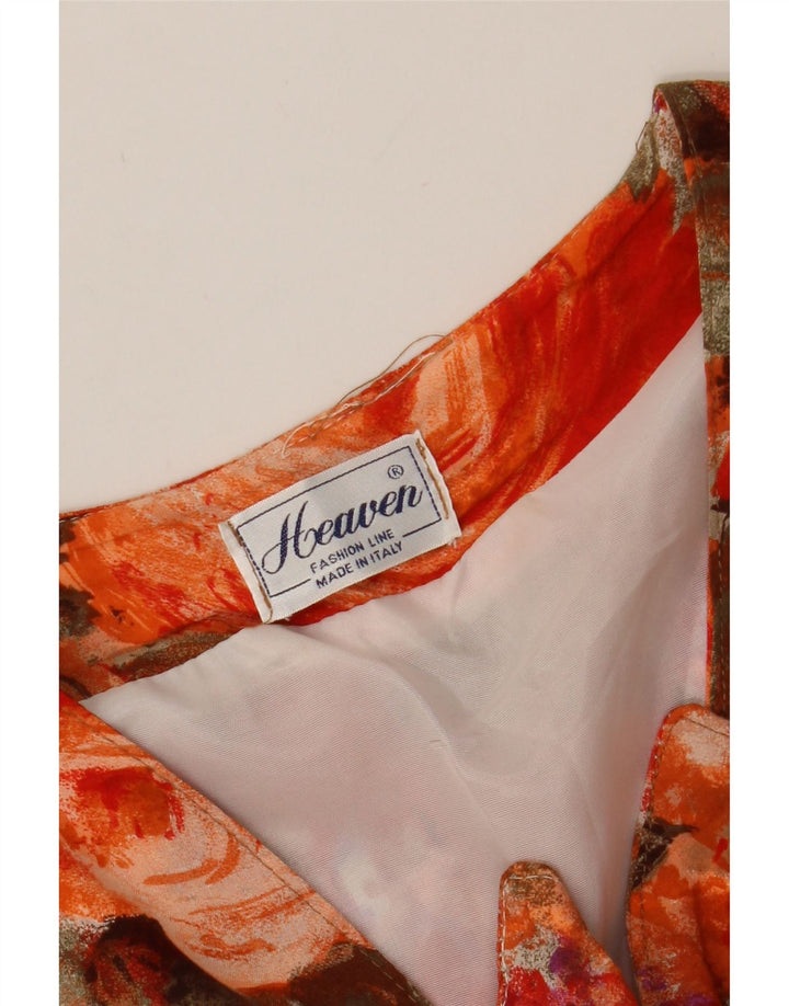HEAVEN Womens Waistcoat UK 12 Medium Orange Floral Vintage HEAVEN and Second-Hand HEAVEN from Messina Hembry 