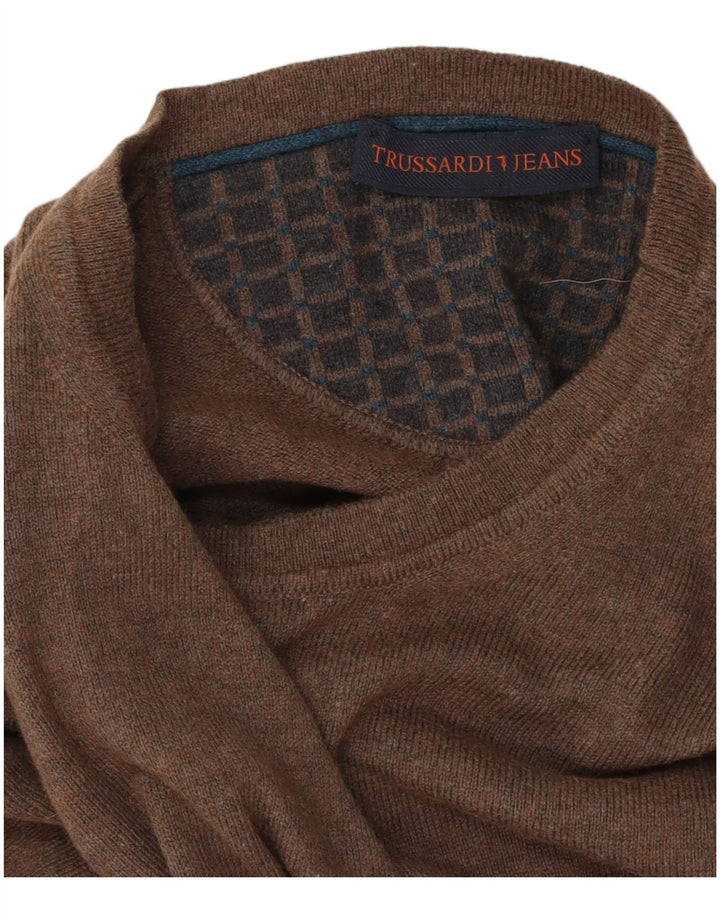 Мужской свитер Trussardi Jeans с круглым вырезом, средний коричневый