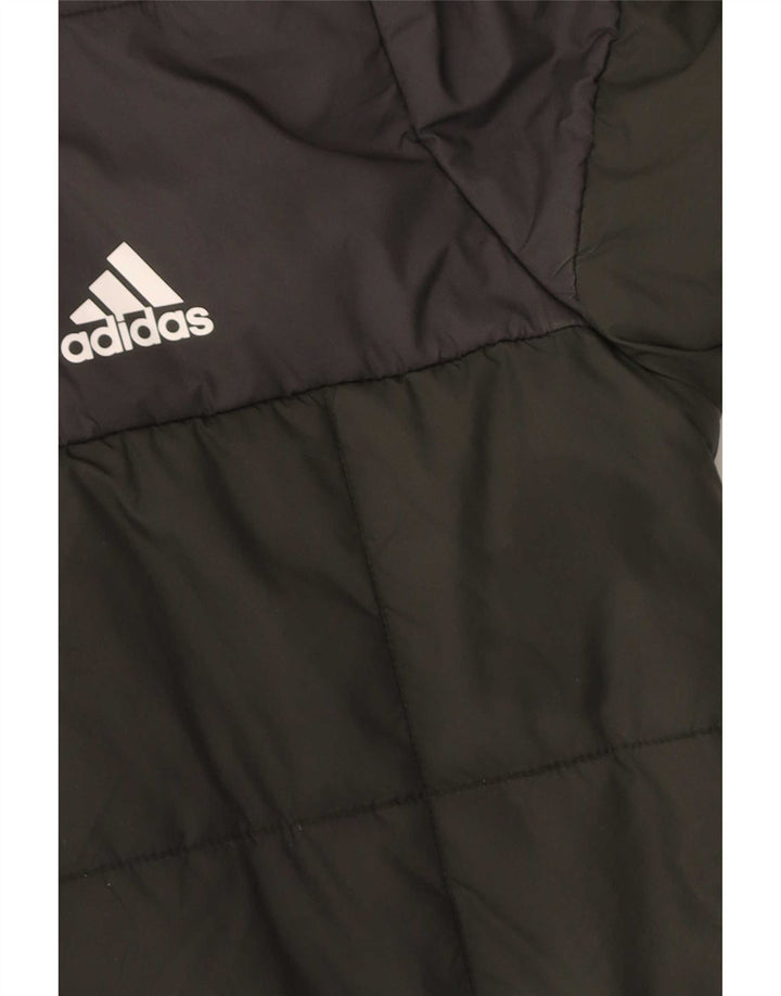 Утепленная куртка Adidas с капюшоном для мальчиков 13–14 лет цвета хаки, полиэстер с цветными блоками