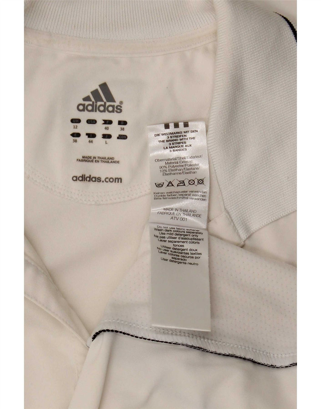 Женская рубашка-поло Adidas UK 12, средний белый полиэстер с цветными блоками