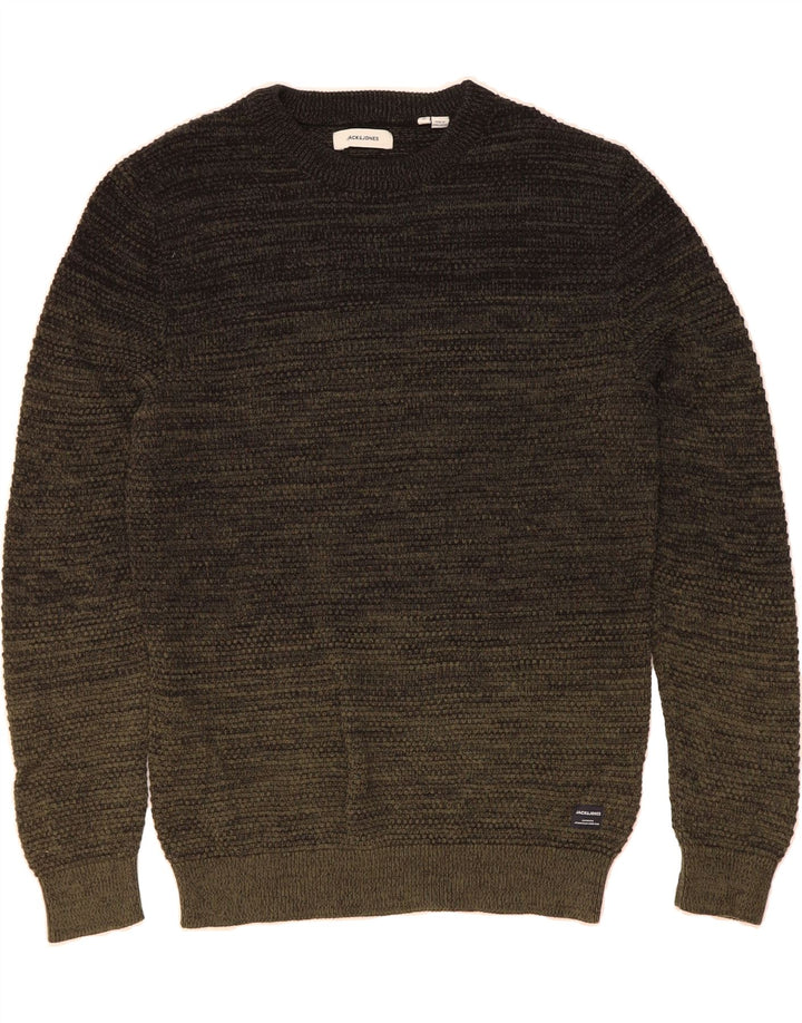 JACK & JONES Mens Crew Neck Jumper Sweater Medium Khaki Cotton Vintage Jack & Jones and Second-Hand Jack & Jones from Messina Hembry 